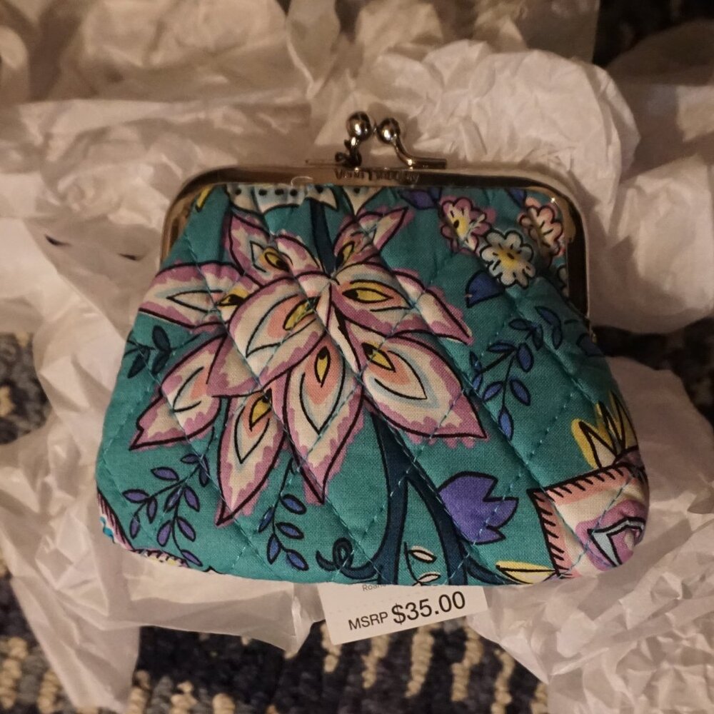 Vera Bradley  Peacock Garden  Kiss Lock Coin Purse